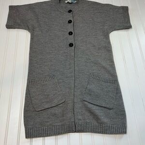 Boden Gray Long Cardigan Sweater Short Sleeve US 4 100% Wool. 308